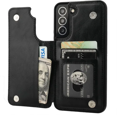 Vista 99 de ONETOP - Funda tipo cartera para Samsung Galaxy S22 con tarjetero, color negro Kickstand,ID/Cash Holder,Case Wallet with Card Slots,Double
