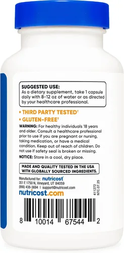 Vista 4 de Vitamina B2 Nutricost (riboflavina) 0.014 onzas, 120 cápsulas, 1 botella, 1