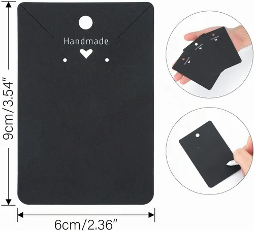 Vista 2 de joycraft 100 tarjetas negras para aretes, collares, tarjetas de exhibición de aretes de papel, tarjetas de joyería personalizadas para vender Negro