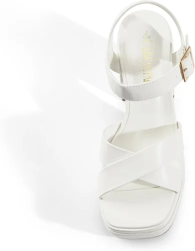 Vista 4 de DREAM PAIRS - Sandalias de tacón grueso con plataforma para mujer, punta cuadrada, correa al tobillo, tacones altos, zapatos Y2K para fiesta y brunch