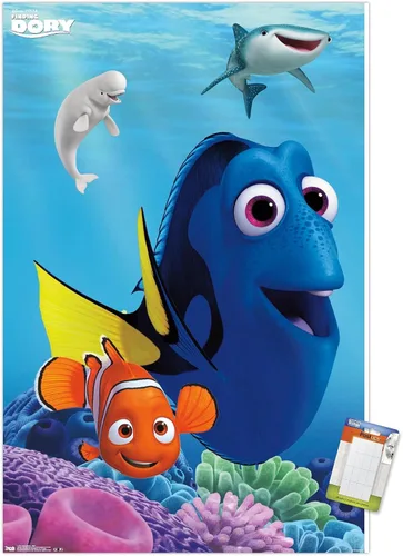 Vista 10 de Trends International Disney Pixar Finding Dory - Póster de pared de Dory, 14.725 x 22.375 pulgadas, versión enmarcada de madera de granero