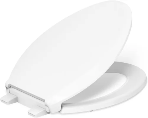 Vista 3 de KOHLER 4636-RL-0 Cachet ReadyLatch - Asiento de inodoro alargado con cierre lento, asiento de inodoro de cierre suave con tapa silenciosa, topes