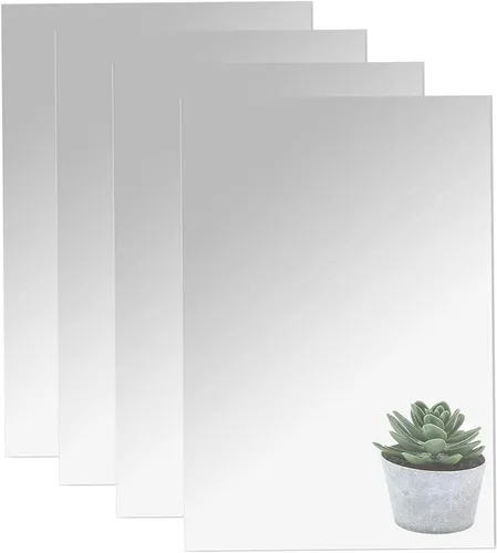 Vista 14 de 10 azulejos de espejo acrílicos para decoración de pared, 4 x 6 x 0.07 pulgadas, hoja de espejo de pared rectangular con calcomanías adhesivas