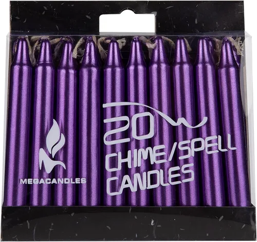 Vista 3 de MEGA CANDLES 20 piezas de velas cónicas sin perfume metálicas de color púrpura oscuro exquisitas, 10 cm de alto x 1 cm de diámetro, Campanas