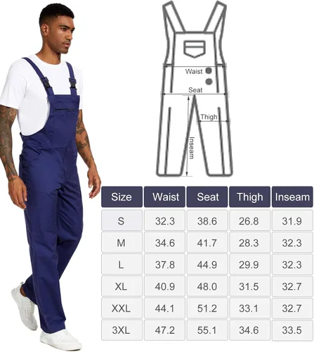 Vista 6 de WORK IDEA Overol con peto para hombre, ropa de trabajo, ligero, con bolsillos