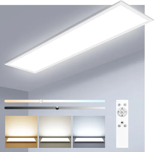 Vista 9 de zemty Luz LED de panel plano con control remoto de 22.8 x 7.8 pulgadas, 32 W, 3500 lúmenes, temperatura de color 3000 K-6500 K, lámpara de techo
