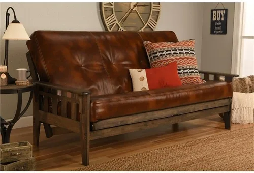 Vista 2 de Kodiak Furniture Colchón tradicional de poliéster y cuero de 75 pulgadas con acolchado decorativo, resortes interiores con bisagras en espiral