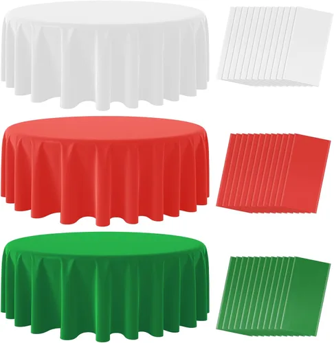 Vista 13 de MASHAN Paquete de 6 Manteles de Navidad a Granel, Manteles Desechables Rojos Blancos Verdes, Cubiertas de Mesa Rectangulares Temática de Italia