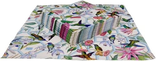 Vista 8 de Caspari Servilletas de cóctel de papel enrejado de colibrí - 20 por paquete