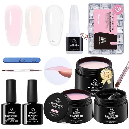 Vista 44 de Beetles Kit de Gel Duro para Uñas Clásico Neutro 3 Colores 9 en 1 Extensión de Uñas Esculpido de Alta Dureza para Profesionales de Salón Gel