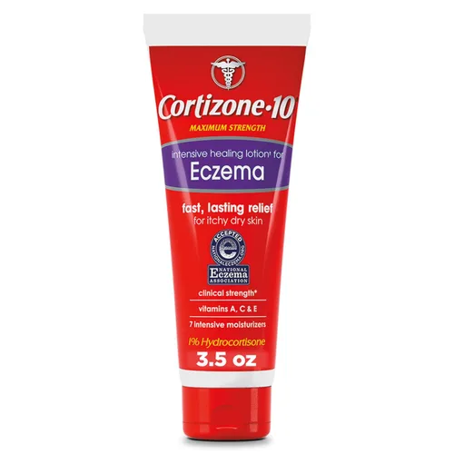 Vista 2 de Cortizone 10 Crema de curación intensiva de máxima potencia para el eccema, 1% de hidrocortisona, 3.5 oz.