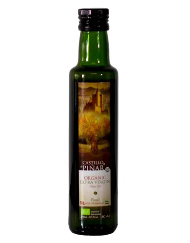 Vista 10 de Castillo de Piñar Aceite de Oliva Virgen Extra 8.5 fl oz PICUAL UNA VARIEDAD NO OGM
