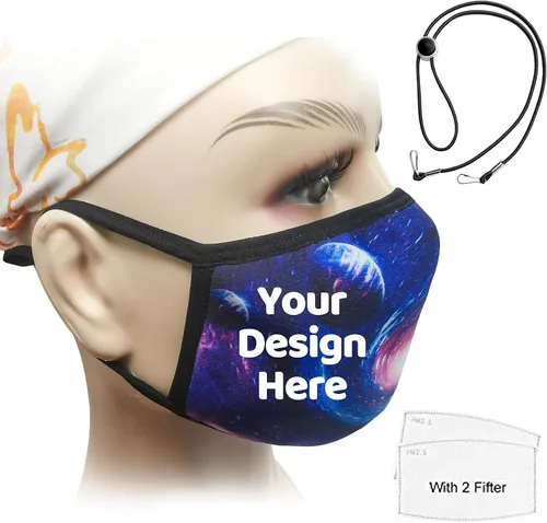 Vista 6 de Máscaras faciales personalizadas para adultos diseñan tu propio universal para hombres y mujeres