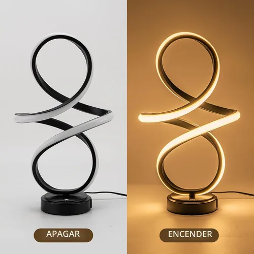 Vista 8 de Mayful Moderna lámpara de mesa en espiral, lámpara de noche con puertos USB C y A, control táctil regulable con 3 temperaturas de color, lámpara LED