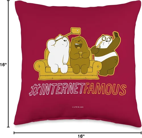 Vista 4 de Cartoon Network We Bare Grizz Panda Ice Bear Internet, famosa almohada de 16 x 16 pulgadas, multicolor