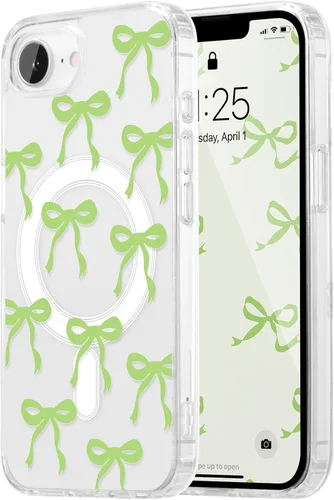 Vista 65 de UEEBAI - Funda magnética para iPhone 11, diseño de lazo, compatible con MagSafe, funda transparente delgada inalámbrica, antiamarilleo, a prueba