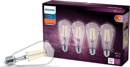 Vista 9 de PHILIPS LED 60W A19 Paquete de 8 bombillas de luz diurna ultra definición (5000 K) 800 lúmenes (8 W = 60 W) regulables sin parpadeo Ámbar (2000k)