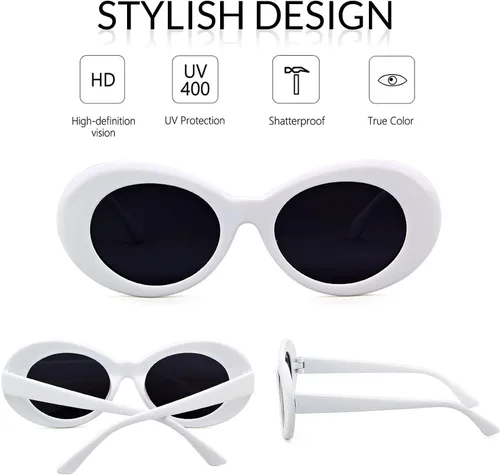 Vista 4 de Anteojos de sol con marco ovalado grueso, estilo retro, con lentes redondos.