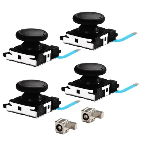 Vista 2 de iParto 4 Pack Joystick Analog Thumb Stick for Nintendo Switch Joy Con Controller Joycon Repair Kit with Flex Cable Screws Springs Thumbstick Grips