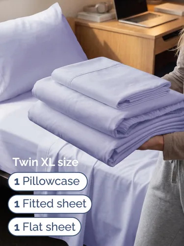 Vista 710 de Extra Deep Twin XL Sheet Set - 3 Piece College Dorm Room - White 01-Blanco