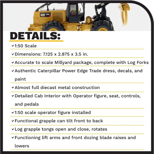 Vista 4 de Diecast Masters Caterpillar 555D Skidder High Line Series Vehículo, 7.29 x 3.03 x 2.68 pulgadas