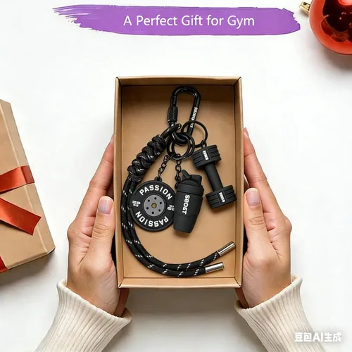 Vista 6 de Llavero con mancuernas de gimnasio, regalo para mujeres y hombres, bonitos llaveros de automóvil para gimnasio, regalo de fitness