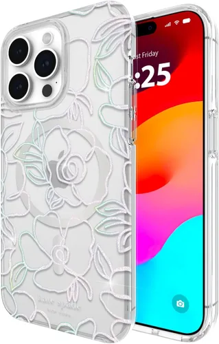 Vista 11 de Kate Spade New York Funda para iPhone 15 Pro Max, compatible con la funda MagSafe para teléfono, purpurina gruesa iridiscente