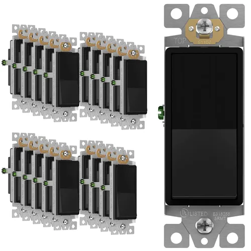 Vista 13 de ENERLITES - Interruptor de palanca decorativo de encendido/apagado con placas de pared, unipolar, 3 cables, tornillo de conexión a tierra, grado