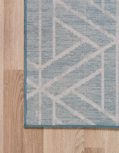 Vista 9 de Unique Loom Matrix Trellis Collection - Alfombra de área, diseño (2 pies x 6 pies 1 pulgada, color azul/marfil)