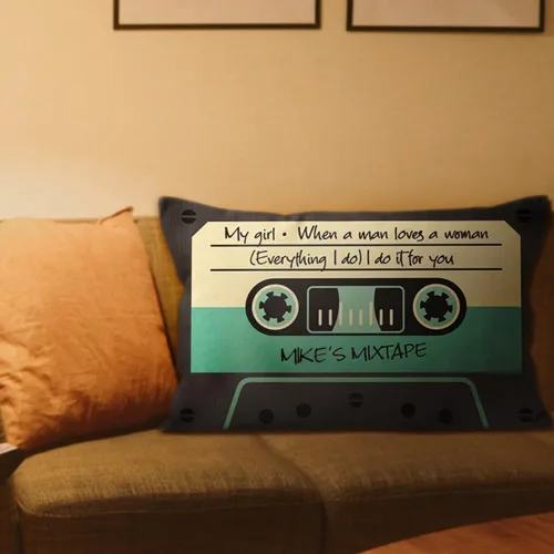 Vista 5 de NICEDREAM Funda de almohada personalizada Mixtape Retro 80s Music Pillow Cover Custom Name Throw Pillow Covers
