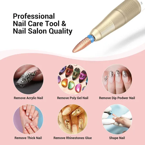 Vista 7 de MelodySusie Brocas largas para uñas con llama, brocas de tungsteno de carburo de 3/32 pulgadas, adecuadas para manicura, pedicura, cutícula, esmalte