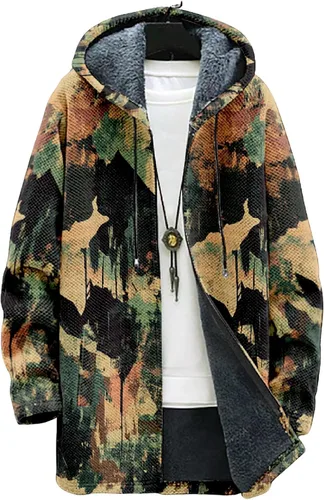 Vista 23 de BIVENANT Sudaderas con capucha con cremallera para hombre, cárdigan con capucha a rayas, sudaderas con capucha de camuflaje, abrigos de moda
