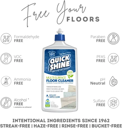 Vista 3 de Quick Shine Limpiador de pisos y esmalte de suelos multisuperficie con tecnología Clean Shine botellas de 2 a 27 onzas Uso en madera dura