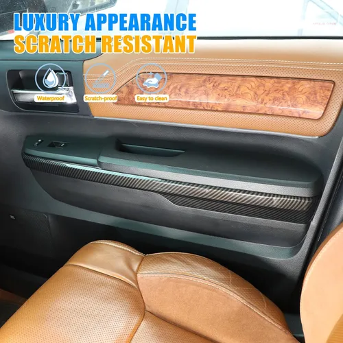 Vista 8 de Tira de decoración para panel de reposabrazos de puerta interior de coche compatible con Toyota Tundra 2014-2020 Accesorios de cubierta protectora