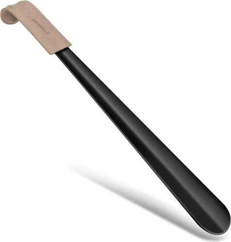 Vista 10 de ZOMAKE - Calzador largo de metal con mango largo para hombres y mujeres Mango A-negro/marrón