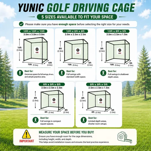 Vista 6 de YUNIC Golf Driving Cage with Steel Frame, Golf Nets for Backyard Driving for Full Swing and Chipping Practice Indoor Outdoor 2-Verde