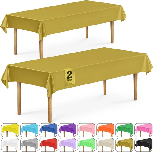 Vista 64 de DecorRack 2 Manteles rectangulares de plástico libres de BPA, 54 x 108 pulgadas, mantel de mesa para comedor, mantel rectangular para fiestas