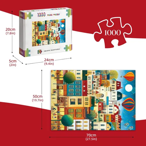 Vista 4 de Rompecabezas de 1000 piezas para adultos, rompecabezas de arquitectura vintage, rompecabezas de 27.6 x 19.7 pulgadas, 1000 piezas para adultos