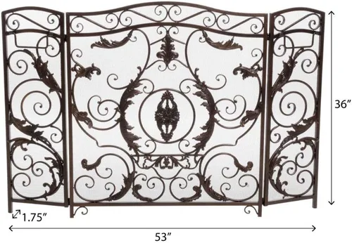 Vista 3 de Christopher Knight Home Waterbury - Pantalla para chimenea, flor dorada sobre negro