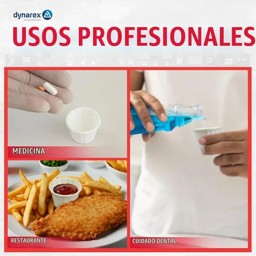 Vista 6 de Dynarex Vasos de Papel para Medicina - Vasos Desechables Souffle de 1 oz para Píldoras y Medicamentos - Vasos de Papel Pequeños con Bordes