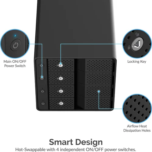 Vista 3 de SABRENT - Carcasa para disco duro USB-C de 4 bahías, estación de acoplamiento (DS-SC4B)