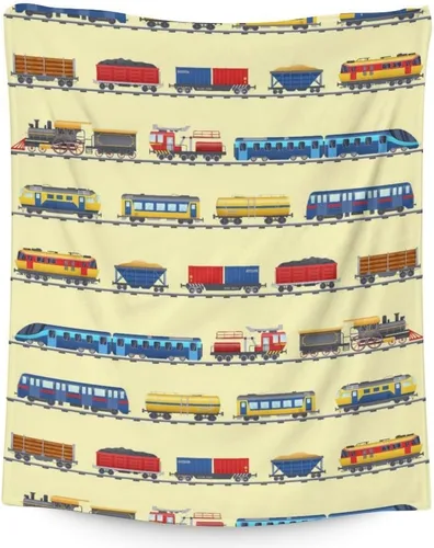 Vista 8 de Manta de tren – Suave, mullida y cálida – Manta pequeña de 30 x 40 pulgadas para sofá, oficina – Manta blanca linda manta de regalo para niños