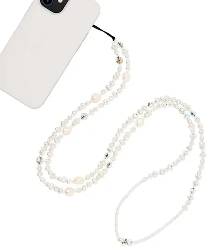 Vista 8 de Beaded Phone Charm Lanyard Strap Crossbody Fixed Beads Pearl Neck Chain