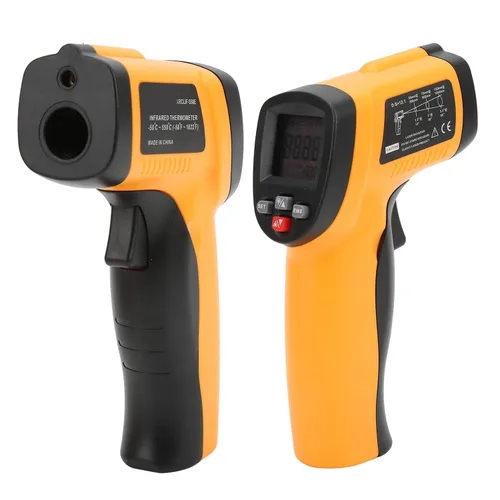 Vista 7 de Fafeicy Termómetro infrarrojo, temperatura digital con emisividad ajustable para uso industrial