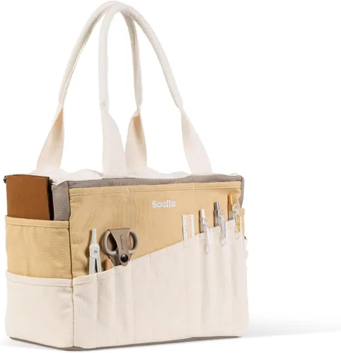 Vista 30 de Soolla Bolsa de estudio: organizador de almacenamiento de suministros de arte y bolsa de herramientas de cerámica, bolsa lavable, bolsa de hilo