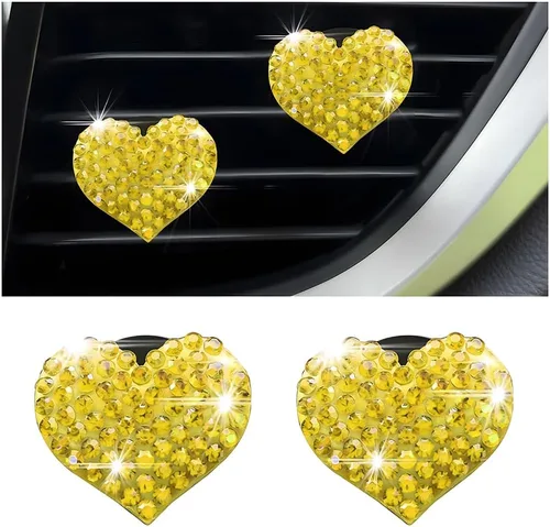 Vista 7 de Osilly - Clips brillantes para ventilación de automóvil, 2 piezas; adorno brillante con forma de corazón para salida de aire acondicionado