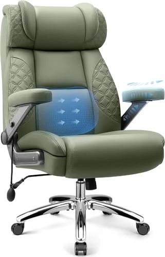 Vista 11 de Silla de oficina grande y alta, silla de computadora de escritorio con reposapiés para personas pesadas, silla ejecutiva de juegos de gran
