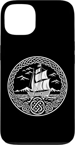 Vista 7 de Funda para iPhone 11 Pro Max Ship Sailing de mitología nórdica con nudos celtas