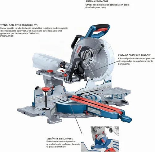 Vista 2 de BOSCH GCM18V-12SDN PROFACTOR™ Sierra ingletadora deslizante de doble bisel de 18V y 12 pulgadas (herramienta desnuda)