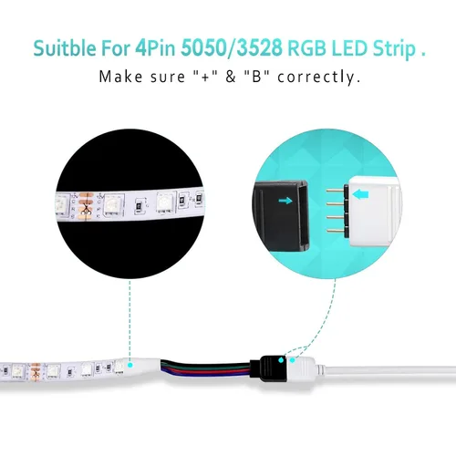 Vista 4 de Extensión de cable Nelyeqwo RGB de 4 pines para tira de luz LED